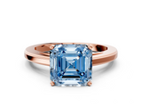 Rose gold Fancy Blue Asscher  Solitaire Diamond Ring with Four-Prong Setting and Classic Band_19