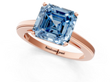 Rose gold Fancy Blue Asscher  Solitaire Diamond Ring with Four-Prong Setting and Classic Band_20
