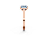 Rose gold Fancy Blue Asscher  Solitaire Diamond Ring with Four-Prong Setting and Tapered Band 3