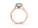 Rose gold Fancy Blue Asscher  Solitaire Diamond Ring with Four-Prong Setting and Tapered Band 4