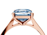 Rose gold Fancy Blue Asscher  Solitaire Diamond Ring with Four-Prong Setting and Tapered Band 5