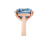 Rose gold Fancy Blue Asscher  Solitaire Diamond Ring with Four-Prong Setting and Tapered Band
