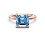 Rose gold Fancy Blue Asscher  Solitaire Diamond Ring with Four-Prong Setting on a Plain Band_37