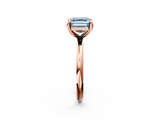 Rose gold Fancy Blue Asscher  Solitaire Diamond Ring with Four-Prong Setting on a Plain Band_39