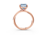 Rose gold Fancy Blue Asscher  Solitaire Diamond Ring with Four-Prong Setting on a Plain Band_40