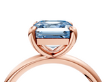 Rose gold Fancy Blue Asscher  Solitaire Diamond Ring with Four-Prong Setting on a Plain Band_41
