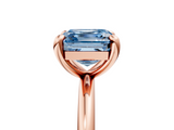 Rose gold Fancy Blue Asscher  Solitaire Diamond Ring with Four-Prong Setting on a Plain Band_42