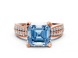 Rose gold Fancy Blue Asscher  Solitaire Diamond Ring with Milgrain Pavé Band and Four-Prong Setting_54