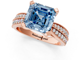 Rose gold Fancy Blue Asscher  Solitaire Diamond Ring with Milgrain Pavé Band and Four-Prong Setting_55