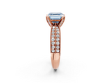 Rose gold Fancy Blue Asscher  Solitaire Diamond Ring with Milgrain Pavé Band and Four-Prong Setting_56
