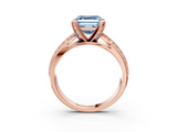 Rose gold Fancy Blue Asscher  Solitaire Diamond Ring with Milgrain Pavé Band and Four-Prong Setting_57