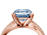 Rose gold Fancy Blue Asscher  Solitaire Diamond Ring with Milgrain Pavé Band and Four-Prong Setting_58