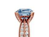 Rose gold Fancy Blue Asscher  Solitaire Diamond Ring with Milgrain Pavé Band and Four-Prong Setting_59