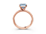 Rose gold Fancy Blue Asscher  Solitaire Diamond Ring with Milgrain and Black Enamel X Pattern Band_50