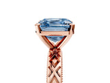 Rose gold Fancy Blue Asscher  Solitaire Diamond Ring with Milgrain and Black Enamel X Pattern Band_52