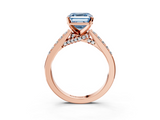 Rose gold Fancy Blue Asscher  Solitaire Diamond Ring with Pavé Band and Four-Prong Setting_3
