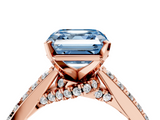 Rose gold Fancy Blue Asscher  Solitaire Diamond Ring with Pavé Band and Four-Prong Setting_4