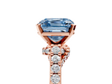 Rose gold Fancy Blue Asscher  Solitaire Diamond Ring with Pavé Band and Four-Prong Setting_5
