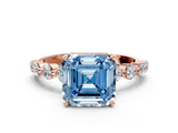 Rose gold Fancy Blue Asscher  Solitaire Diamond Ring with Pave Band and Four-Prong Setting_22
