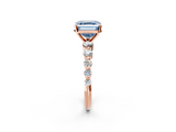 Rose gold Fancy Blue Asscher  Solitaire Diamond Ring with Pave Band and Four-Prong Setting_24