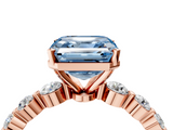 Rose gold Fancy Blue Asscher  Solitaire Diamond Ring with Pave Band and Four-Prong Setting_26