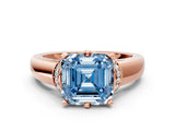 Rose gold Fancy Blue Asscher  Solitaire Diamond Ring with Pave Band and Six-Prong Setting_30