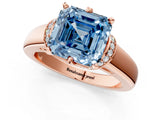 Rose gold Fancy Blue Asscher  Solitaire Diamond Ring with Pave Band and Six-Prong Setting_31