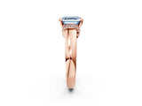 Rose gold Fancy Blue Asscher  Solitaire Diamond Ring with Pave Band and Six-Prong Setting_32
