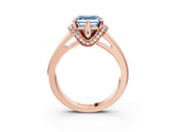Rose gold Fancy Blue Asscher  Solitaire Diamond Ring with Pave Band and Six-Prong Setting_33