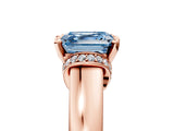 Rose gold Fancy Blue Asscher  Solitaire Diamond Ring with Pave Band and Six-Prong Setting_35