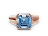 Rose gold Fancy Blue Asscher  Solitaire Diamond Ring with Six-Prong Cathedral Setting_42