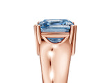 Rose gold Fancy Blue Asscher  Solitaire Diamond Ring with Six-Prong Cathedral Setting_47