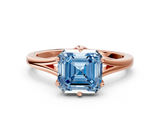 Rose gold Fancy Blue Asscher  Solitaire Diamond Ring with Six-Prong Setting and Tapered Band_17