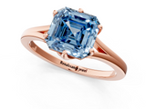 Rose gold Fancy Blue Asscher  Solitaire Diamond Ring with Six-Prong Setting and Tapered Band_18