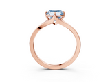 Rose gold Fancy Blue Asscher  Solitaire Diamond Ring with Six-Prong Setting and Tapered Band_20