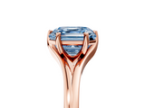 Rose gold Fancy Blue Asscher  Solitaire Diamond Ring with Six-Prong Setting and Tapered Band_22