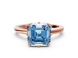 Rose gold Fancy Blue Asscher  Solitaire Diamond Ring with Six-Prong Setting on a Classic Band_47