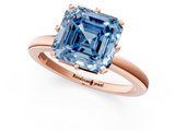 Rose gold Fancy Blue Asscher  Solitaire Diamond Ring with Six-Prong Setting on a Classic Band_48