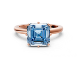 Rose gold Fancy Blue Asscher  Solitaire Diamond Ring with Six-Prong Setting on a Classic Band_64