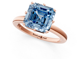 Rose gold Fancy Blue Asscher  Solitaire Diamond Ring with Six-Prong Setting on a Classic Band_65