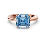 Rose gold Fancy Blue Asscher  Solitaire Diamond Ring with Split Shank and Four-Prong Setting_12