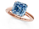 Rose gold Fancy Blue Asscher  Solitaire Diamond Ring with Split Shank and Four-Prong Setting_13