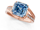 Rose gold Fancy Blue Asscher  Solitaire Diamond Ring with Split Shank and Prong Setting_1