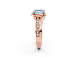 Rose gold Fancy Blue Asscher  Solitaire Diamond Ring with Split Shank and Prong Setting_2