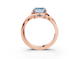 Rose gold Fancy Blue Asscher  Solitaire Diamond Ring with Split Shank and Prong Setting_3