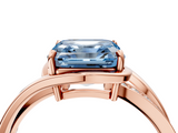 Rose gold Fancy Blue Asscher  Solitaire Diamond Ring with Split Shank and Prong Setting_4
