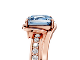 Rose gold Fancy Blue Asscher  Solitaire Diamond Ring with Split Shank and Prong Setting_5