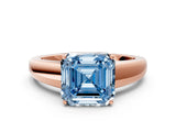 Rose gold Fancy Blue Asscher  Solitaire Diamond Ring with Tapered Band and Four-Prong Setting_82