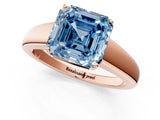 Rose gold Fancy Blue Asscher  Solitaire Diamond Ring with Tapered Band and Four-Prong Setting_83