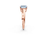 Rose gold Fancy Blue Asscher  Solitaire Diamond Ring with Tapered Band and Four-Prong Setting_84